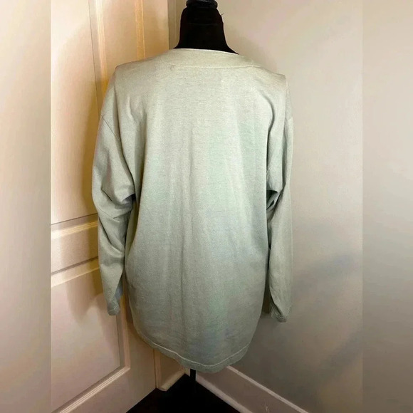 Enchante Long Sleeve Sage Knit Women’s L Button Front Peasant Boho Casual Tunic - Picture 4 of 8